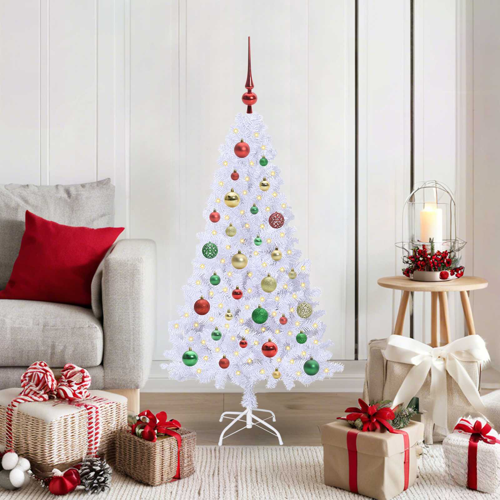 Künstlicher Weihnachtsbaum von Vidaxx mit 150 LEDs, weiß, 120 cm, PVC und Stahl