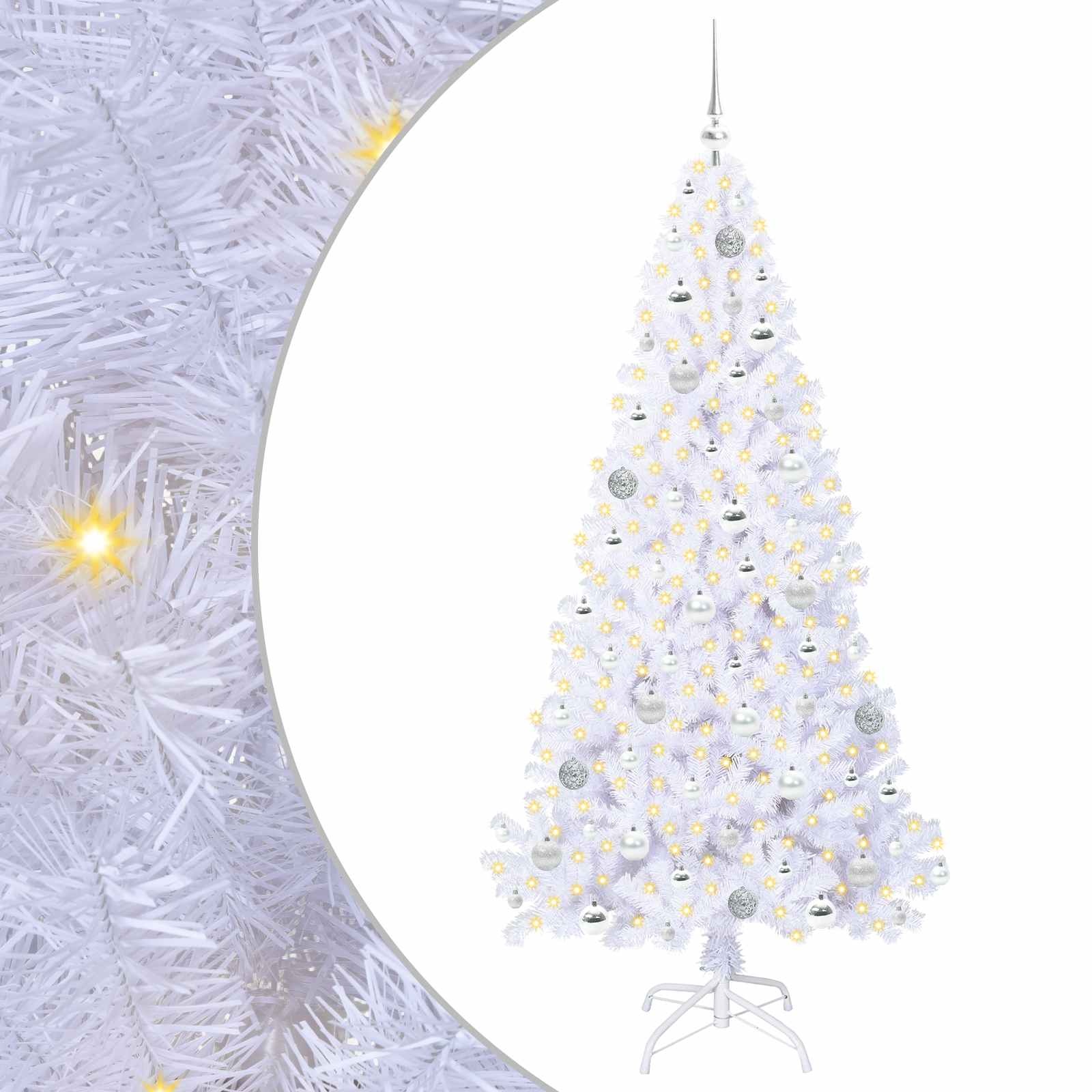 Künstlicher Weihnachtsbaum von Vidaxx mit 300 LEDs, weiß, 180 cm, PVC und Stahl