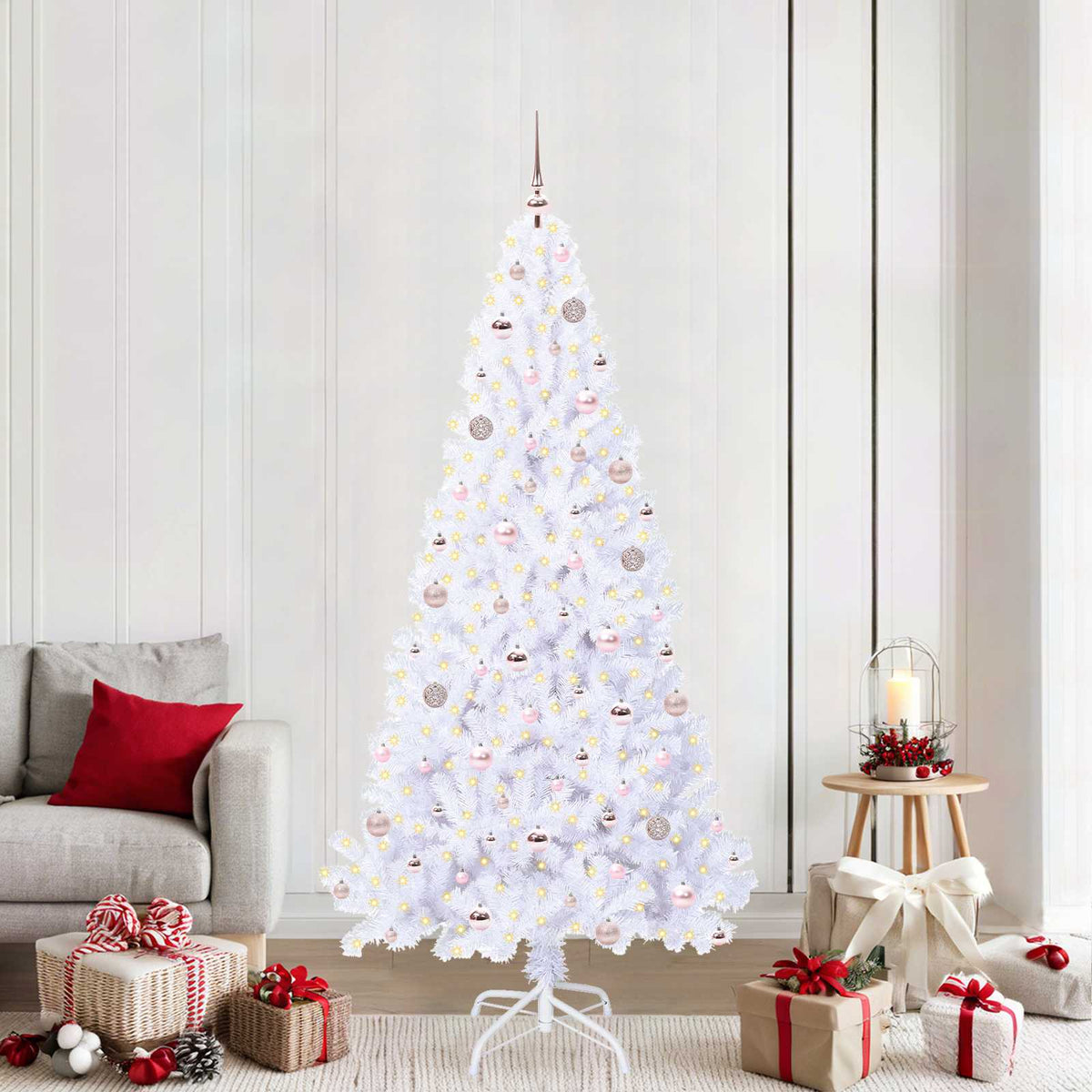 Künstlicher Weihnachtsbaum von Vidaxx mit 300 LEDs, weiß, 210 cm, PVC und Stahl