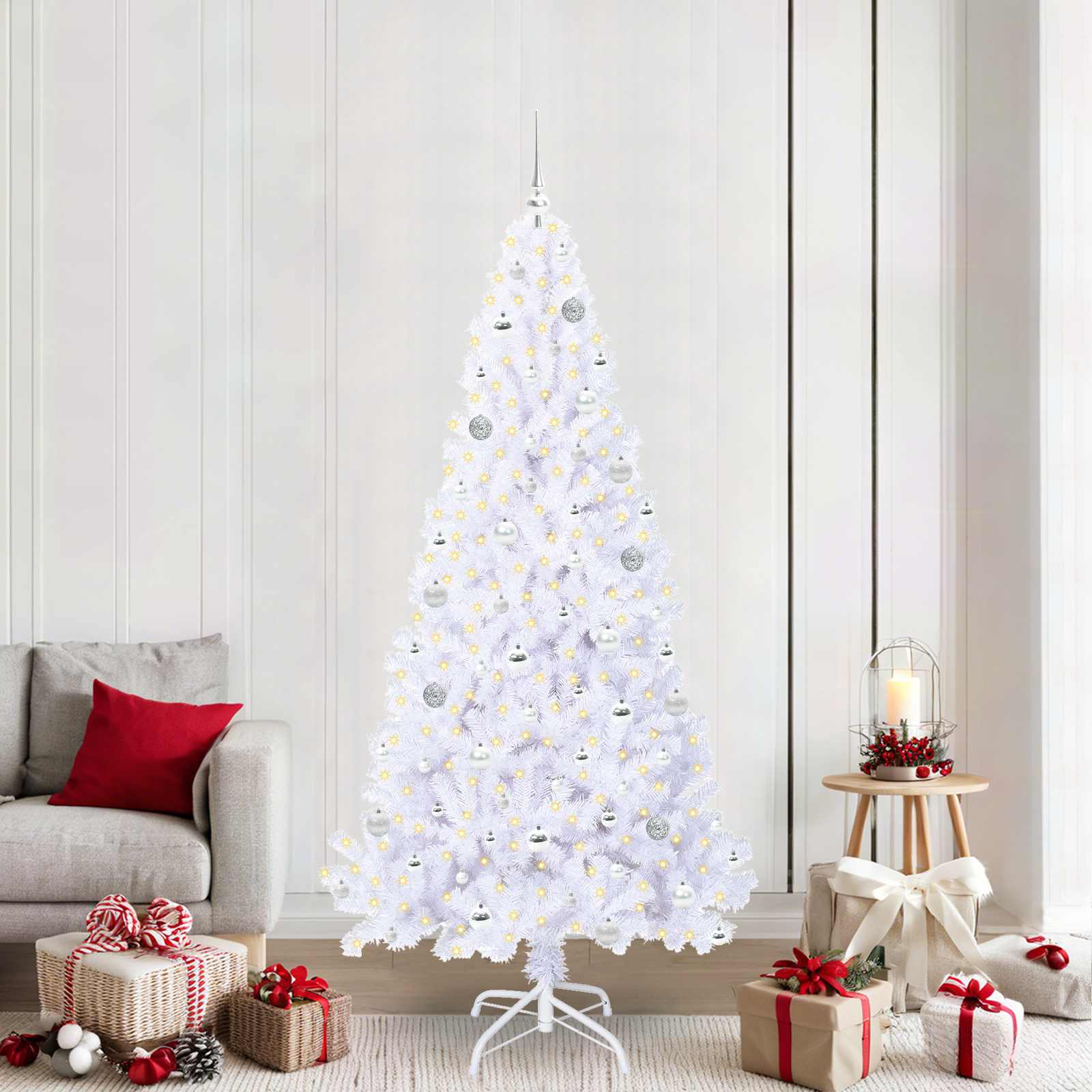 Künstlicher Weihnachtsbaum von Vidaxx mit 300 LEDs, weiß, 210 cm, PVC und Stahl