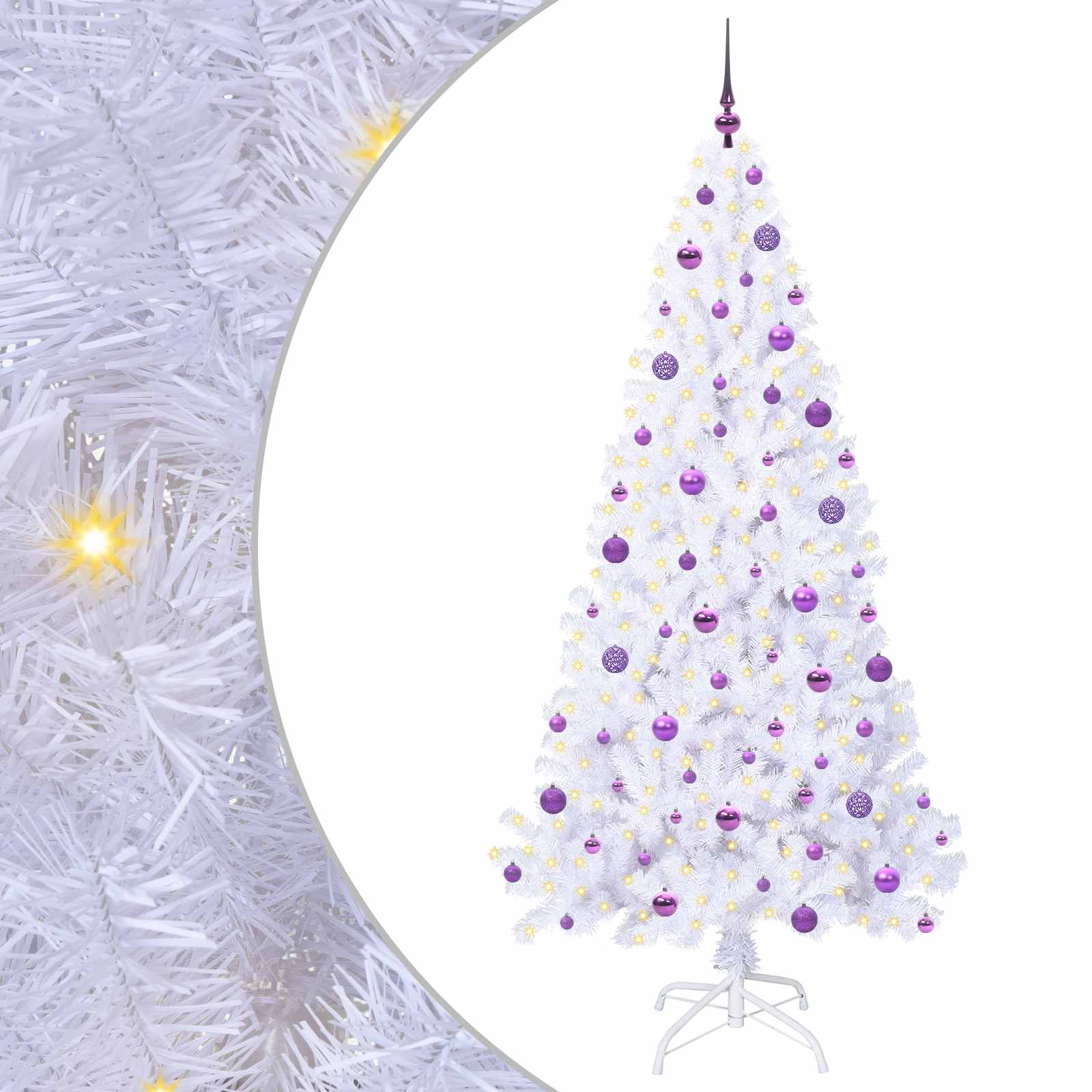 Künstlicher Weihnachtsbaum von Vidaxx mit 300 LEDs, weiß, 210 cm, PVC und Stahl