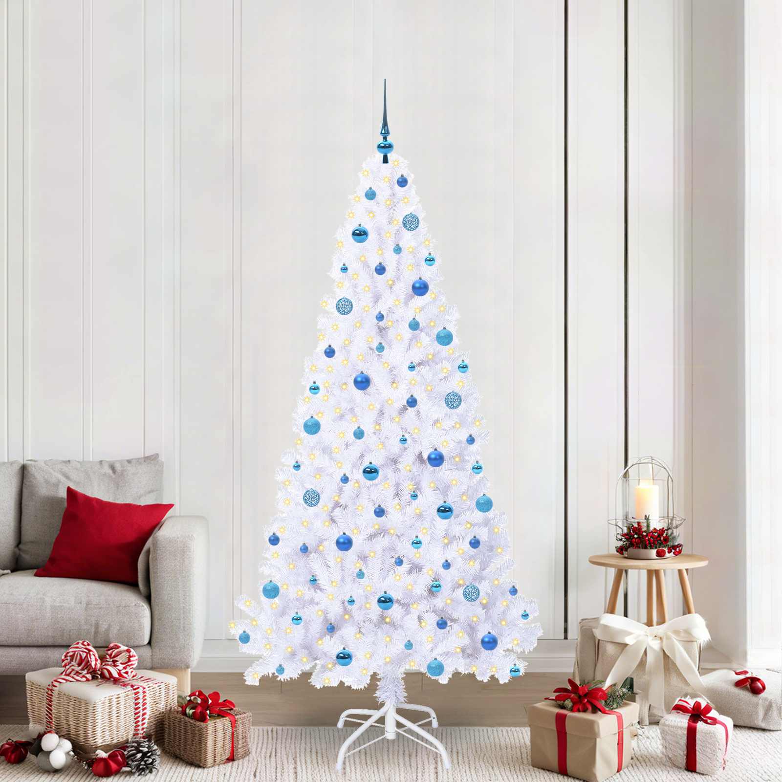 Künstlicher Weihnachtsbaum von Vidaxx mit 300 LEDs, weiß, 210 cm, PVC und Stahl