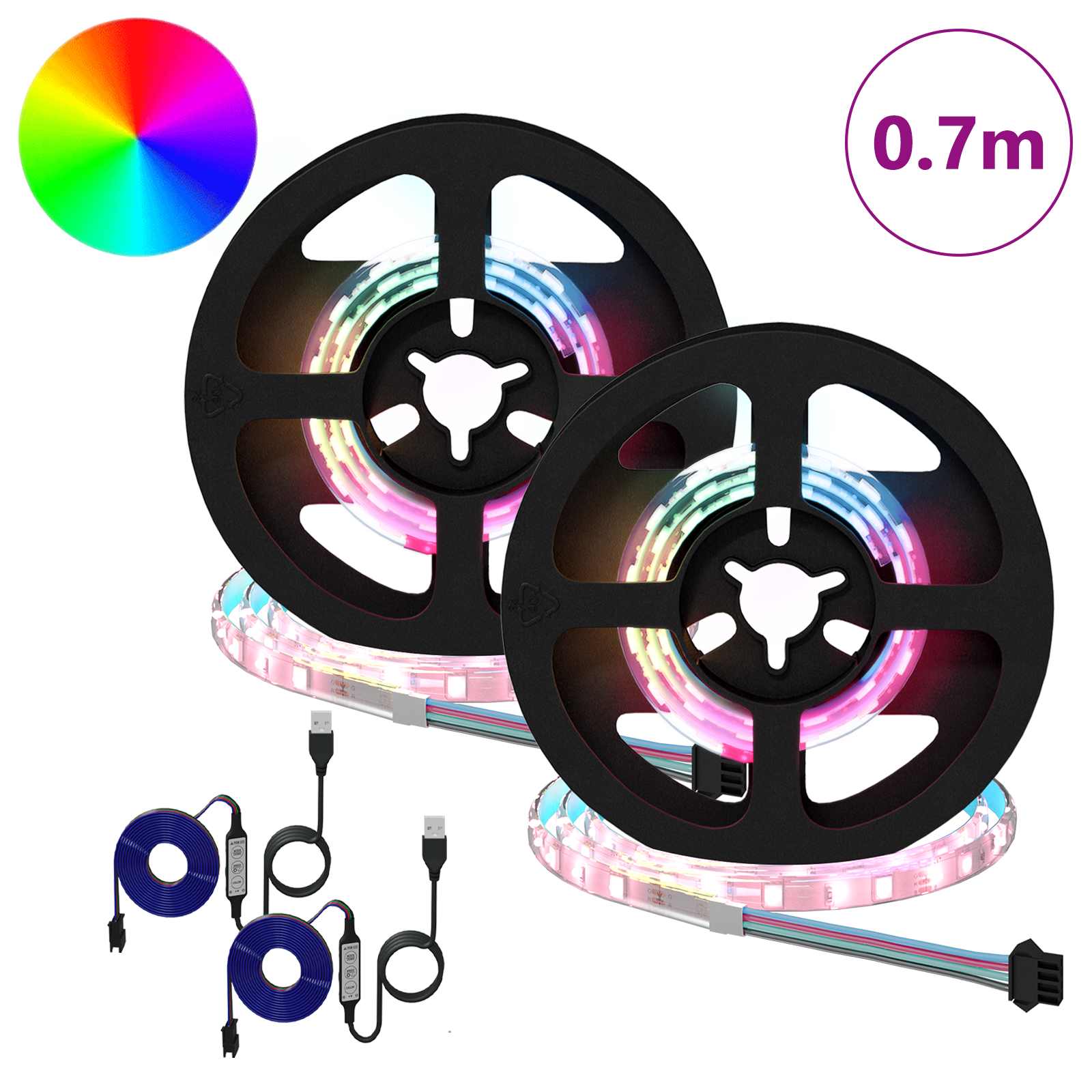 Vidaxxl LED-Streifen 2 Stück schwarz und transparent 350 mm Kupfer und Kunststoff