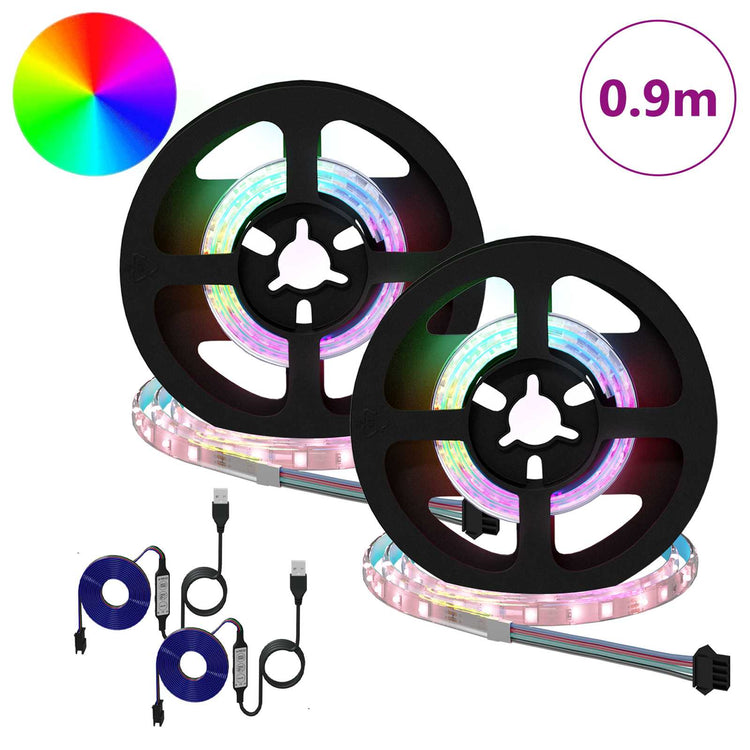 Vidaxxl LED-Streifen 2 Stück schwarz und transparent 450 mm Kupfer und Kunststoff