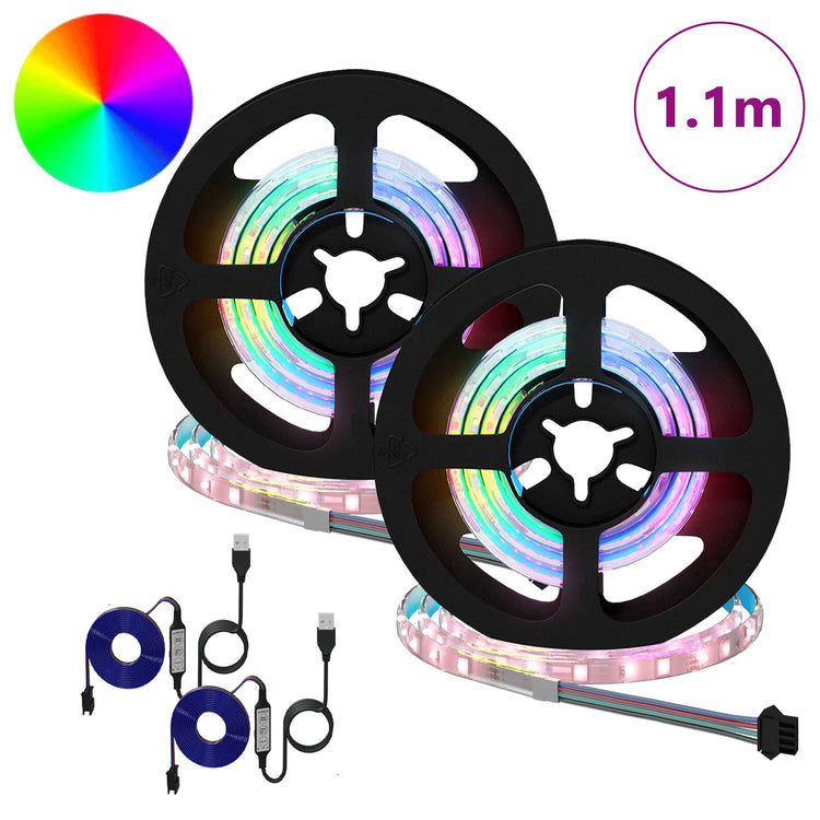 Vidaxxl LED-Streifen 2 Stück schwarz und transparent 550 mm Kupfer und Kunststoff