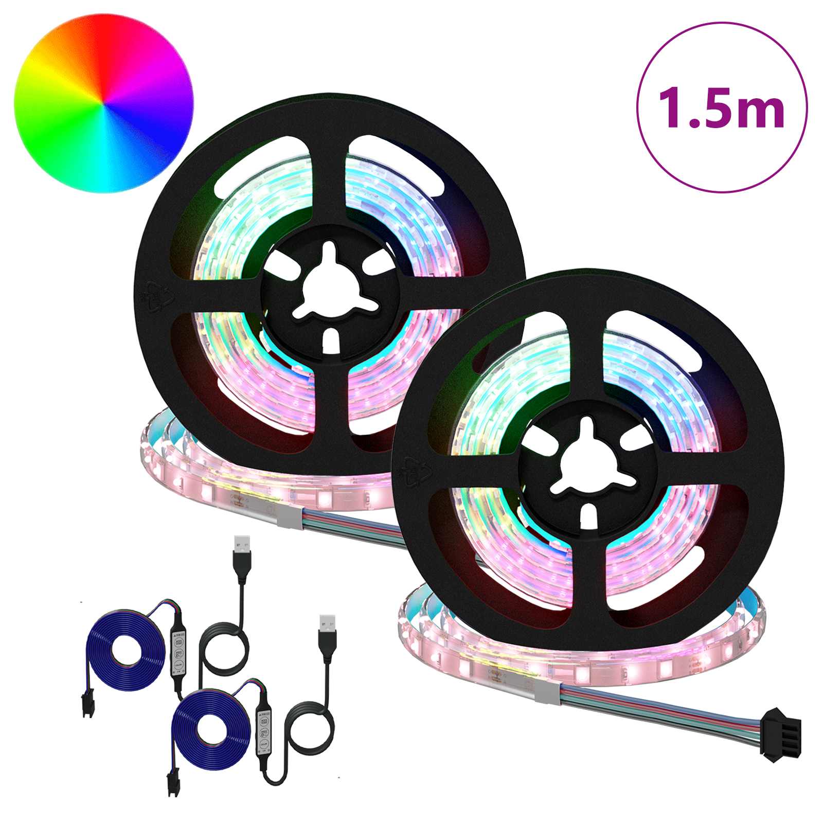 Vidaxxl LED-Streifen 2 Stück schwarz und transparent 750 mm Kupfer und Kunststoff