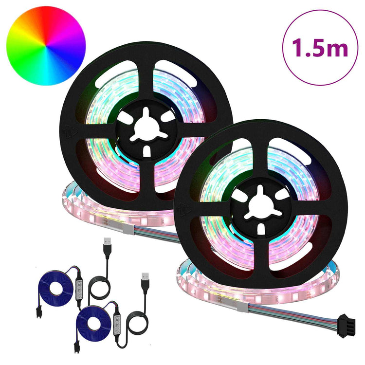 Vidaxxl LED-Streifen 2 Stück schwarz und transparent 750 mm Kupfer und Kunststoff