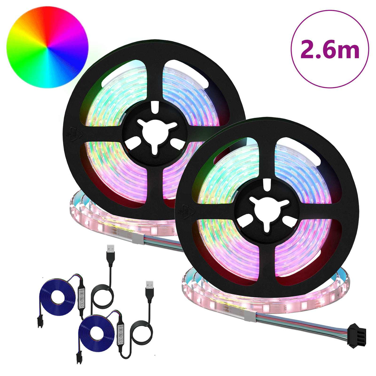 Vidaxxl LED-Streifen 2 Stück schwarz und transparent 1300 mm Kupfer und Kunststoff