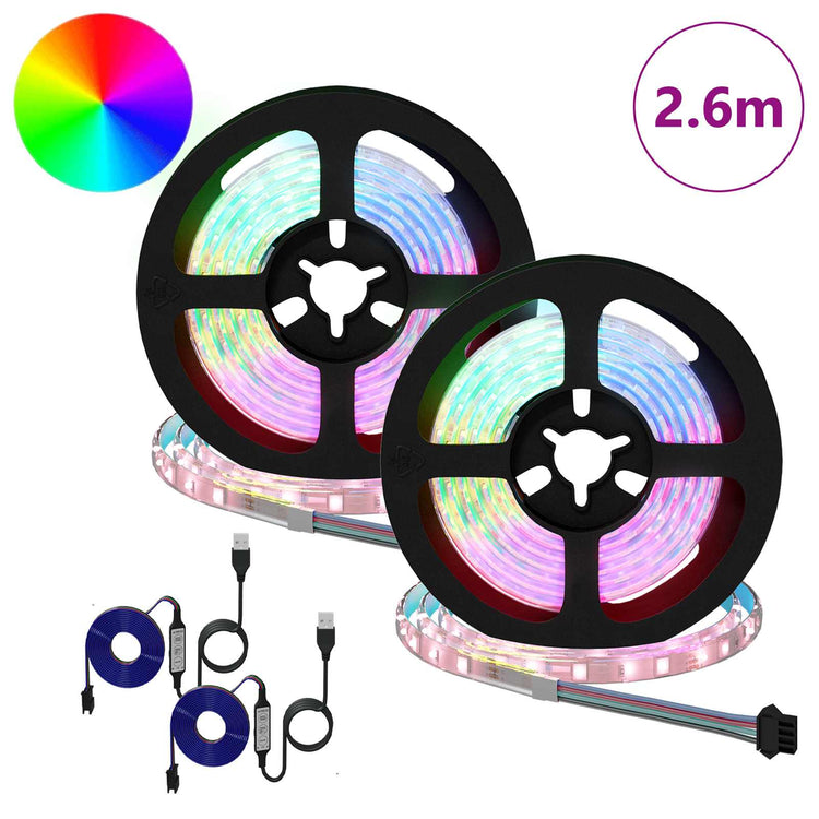 Vidaxxl LED-Streifen 2 Stück schwarz und transparent 1300 mm Kupfer und Kunststoff