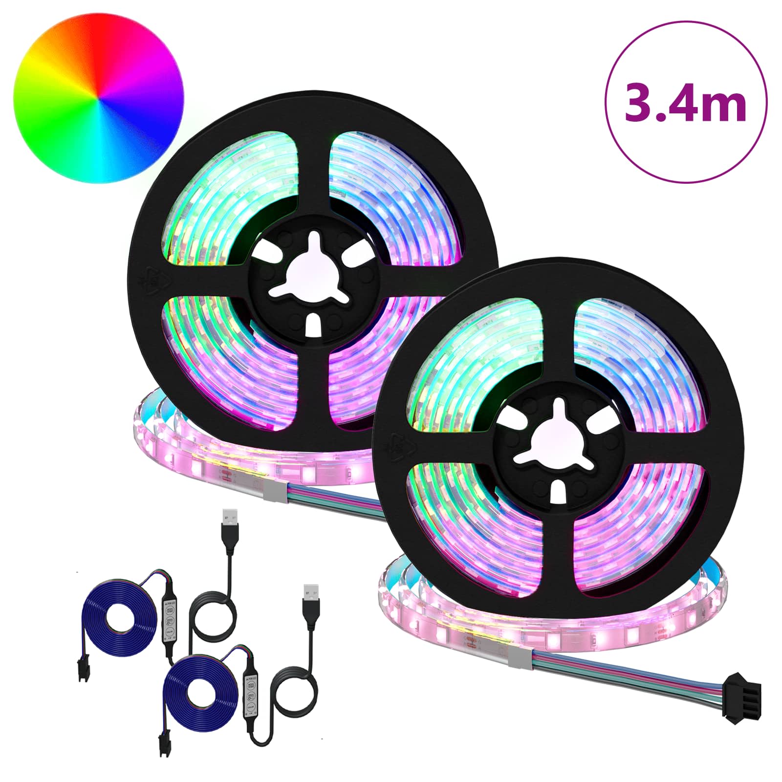 Vidaxxl LED-Streifen 2 Stück schwarz und transparent 1700 mm Kupfer und Kunststoff