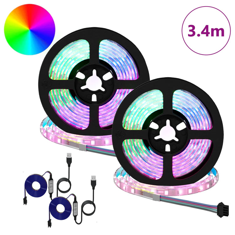 Vidaxxl LED-Streifen 2 Stück schwarz und transparent 1700 mm Kupfer und Kunststoff