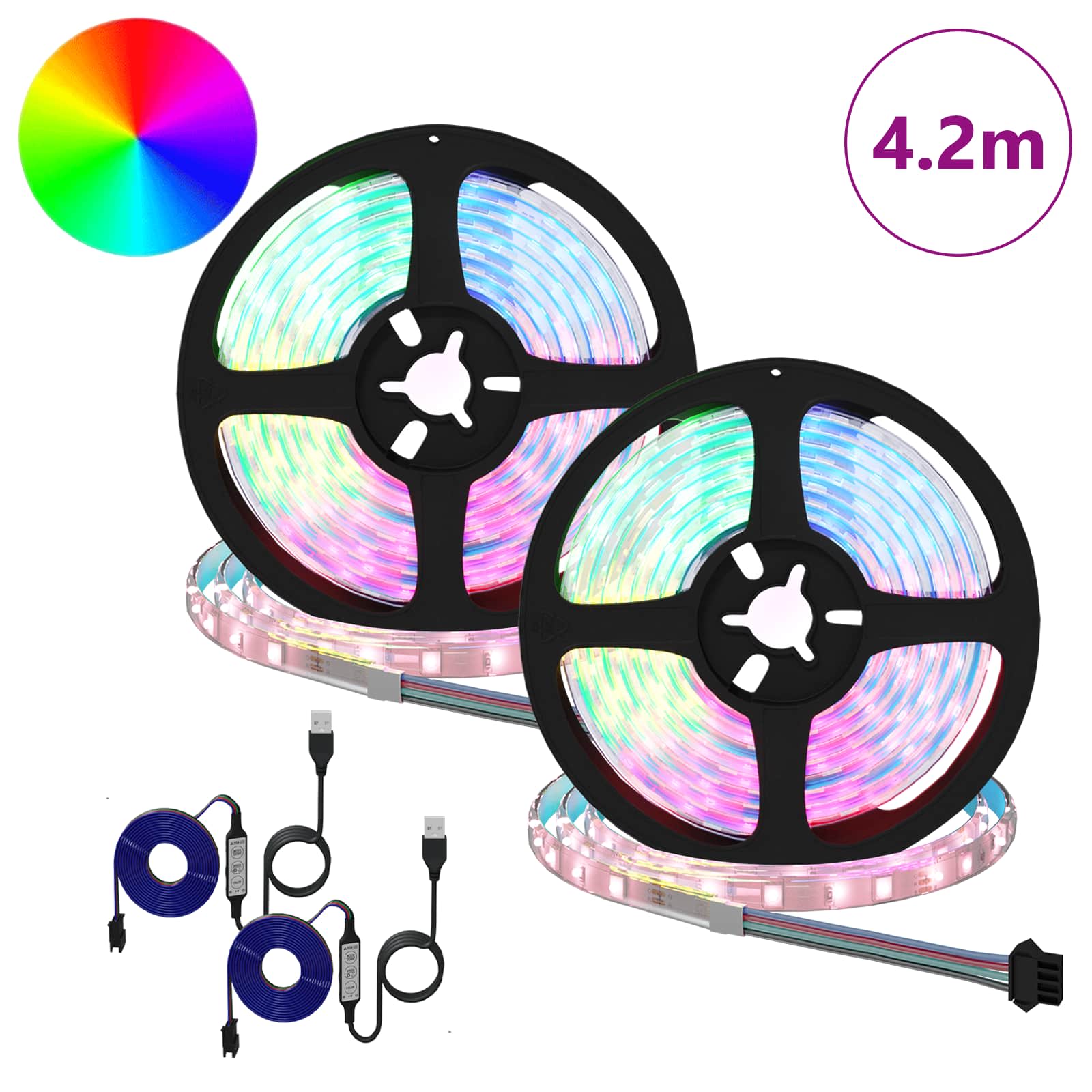 Vidaxxl LED-Streifen 2 Stück schwarz und transparent 210 x 0,8 x 0,3 cm
