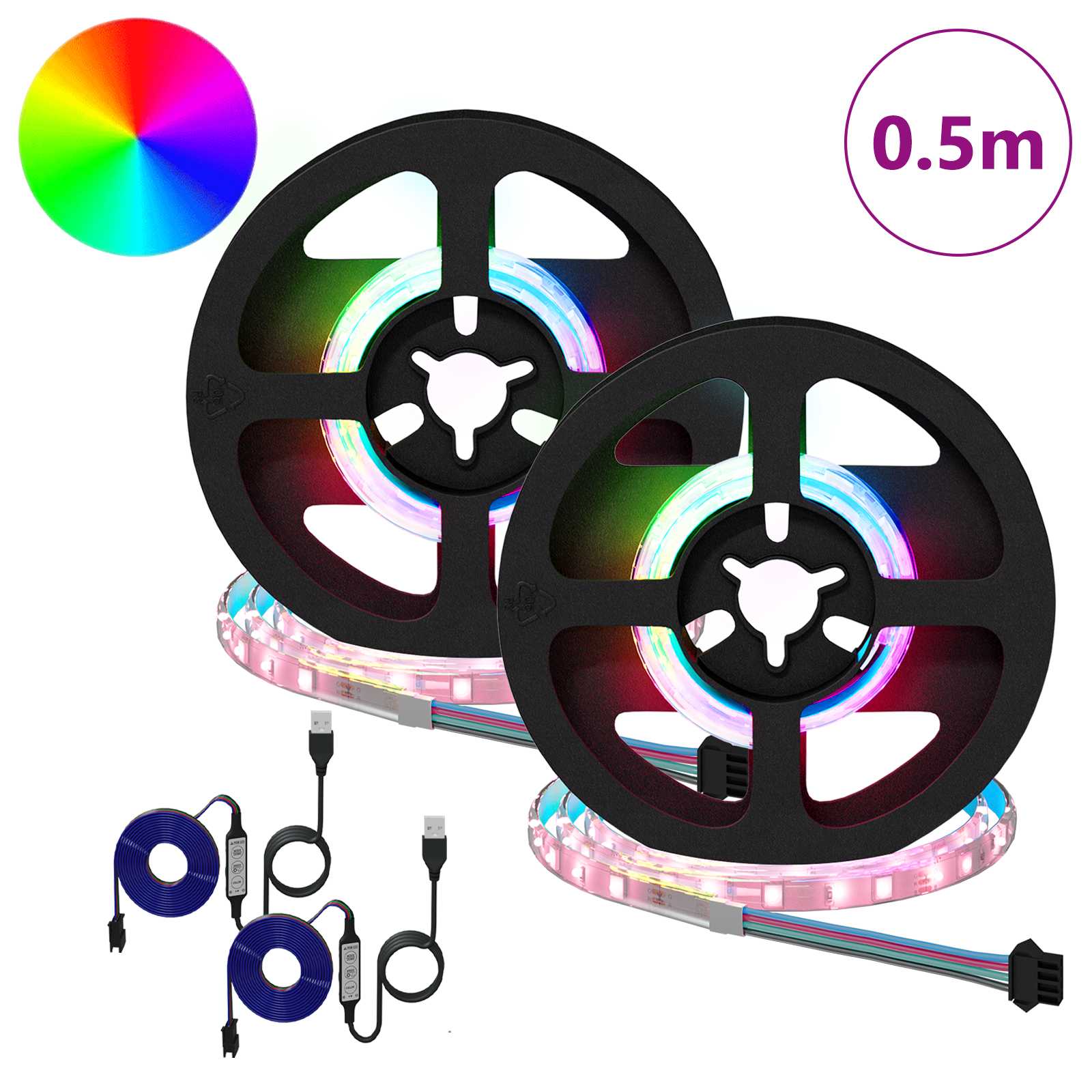 Vidaxxl LED-Streifen 2 Stück schwarz und transparent 250 mm Kupfer und Kunststoff
