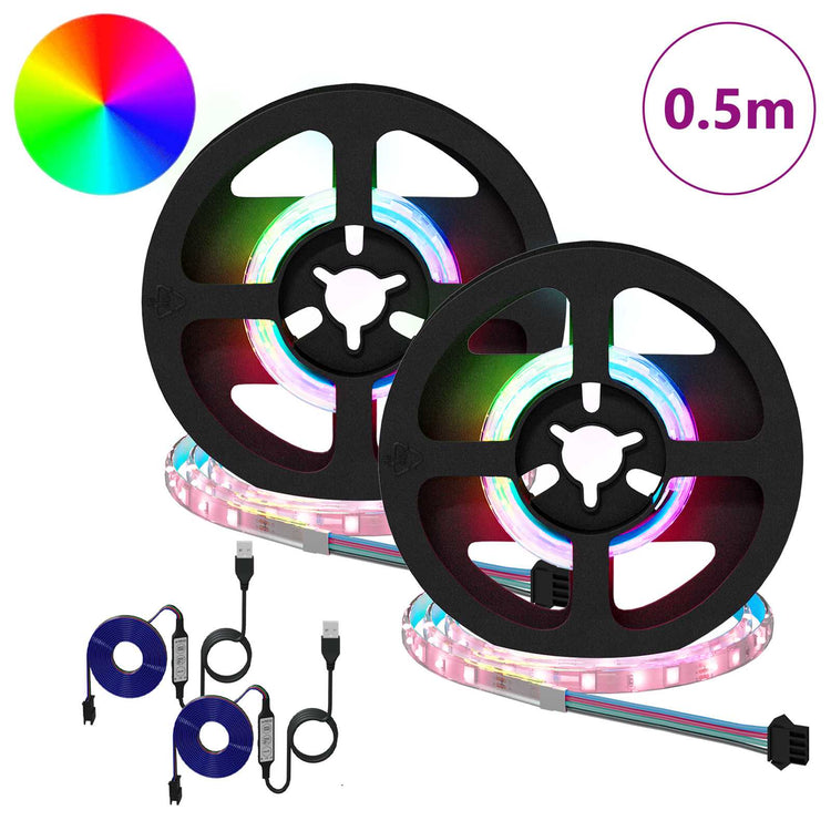 Vidaxxl LED-Streifen 2 Stück schwarz und transparent 250 mm Kupfer und Kunststoff