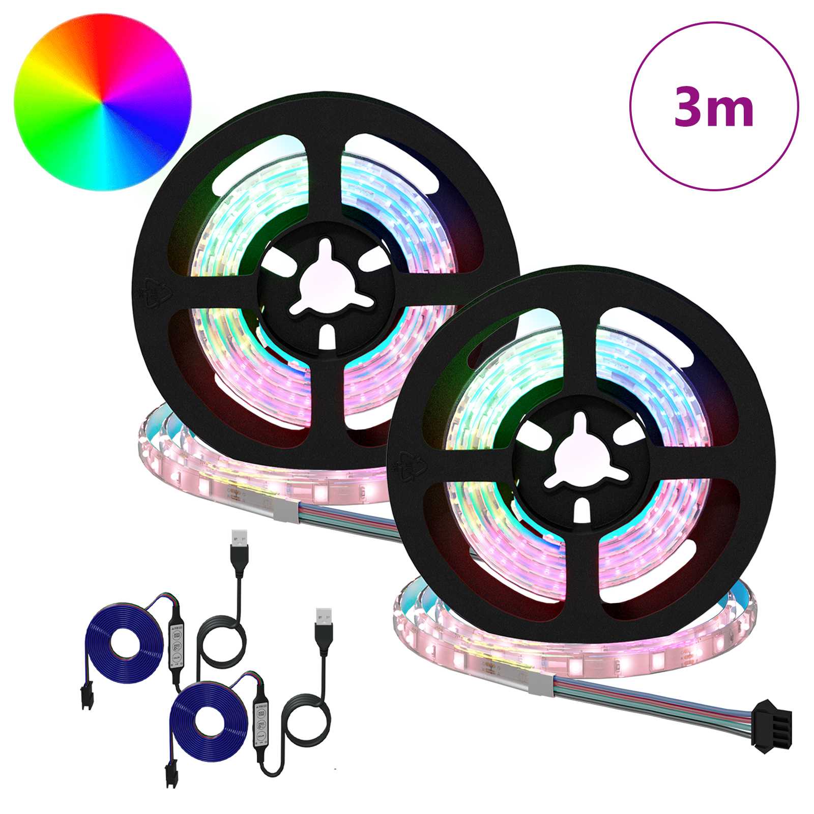 Vidaxxl LED-Streifen 2 Stück schwarz und transparent 750 mm Kupfer und Kunststoff