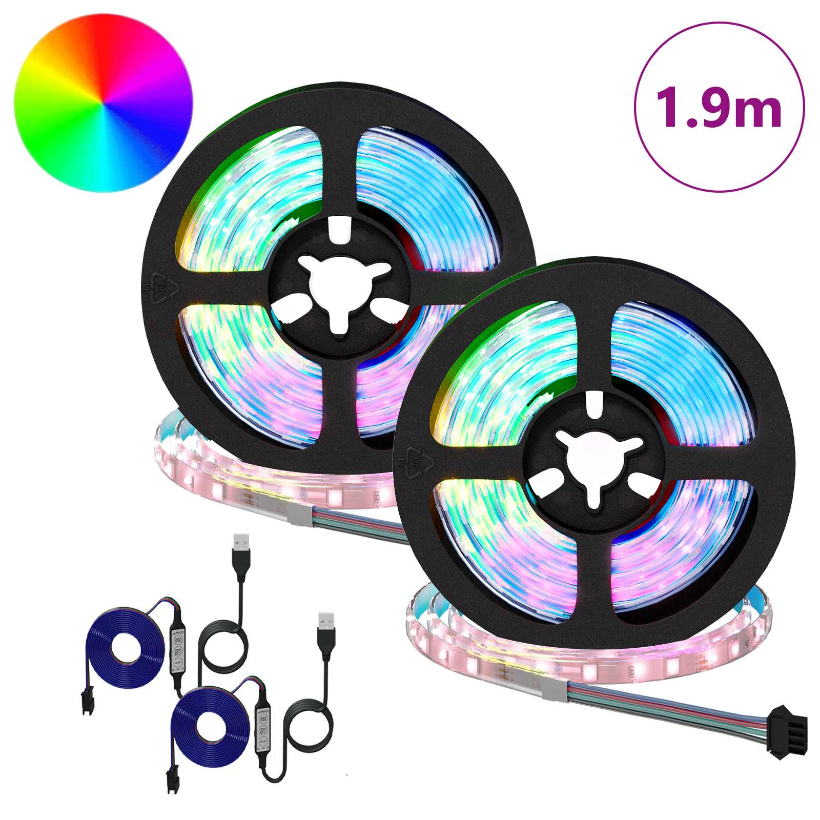 Vidaxxl LED-Streifen 2 Stück schwarz und transparent 950 mm Kupfer und Kunststoff
