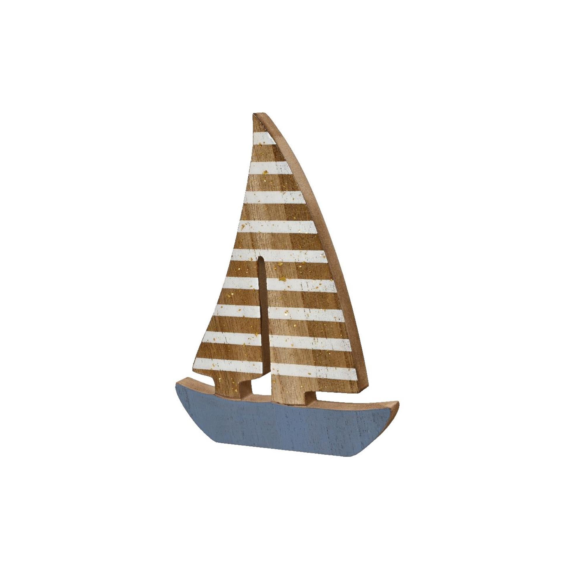 Decoris Dekoration Boot Holz 1,5x13x18cm
