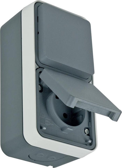 Berker W1 Typ 47803515 AP-Kombination spritzwassergeschützt IP55 | grau