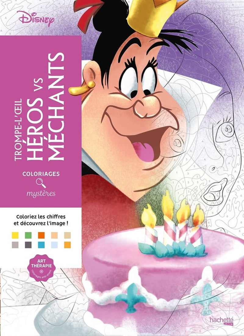 Hachette Heroes Coloriages Mystères Disney Trompe l'oeil Héroes vs Méchants – Hachette – Malbuch „Malen nach Zahlen“.