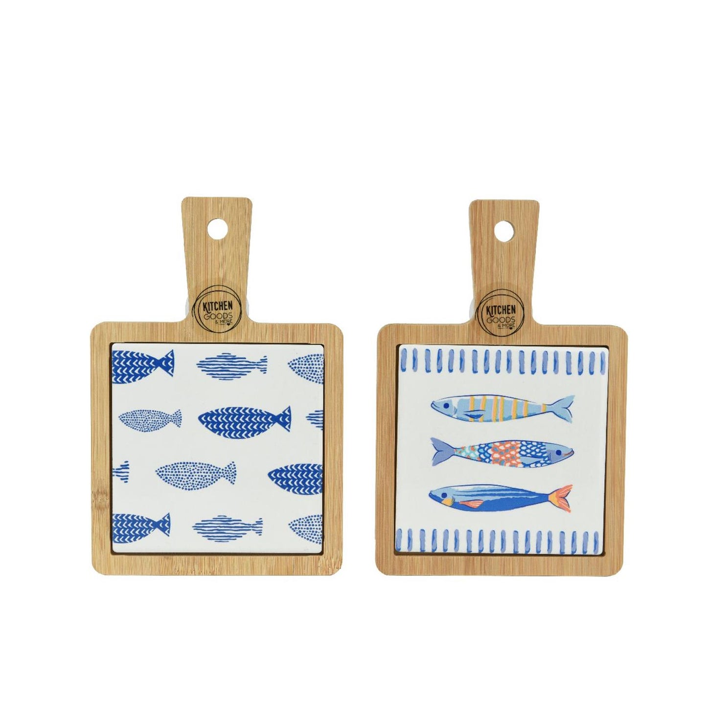 Decoris Schneidebrett mit Fischporzellan 18x12x1cm