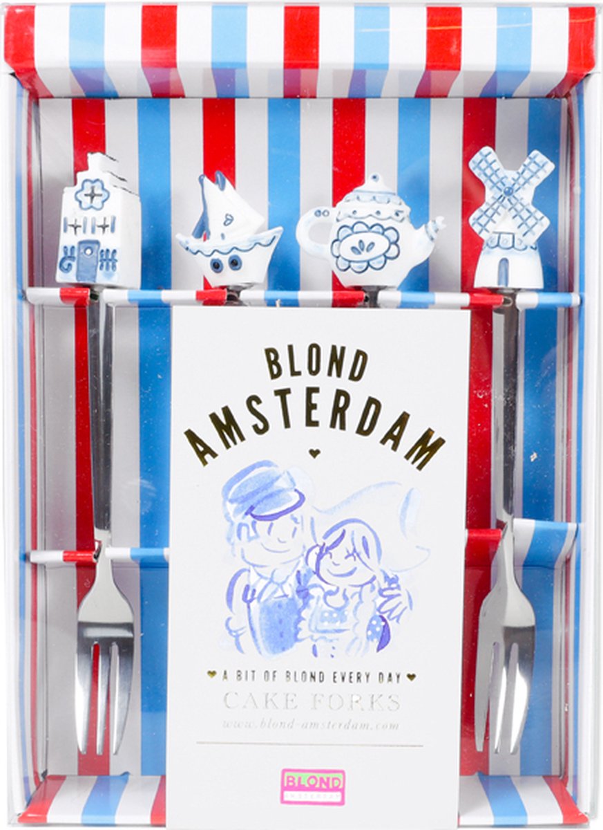 Blondes Amsterdam, Delfter Blond: Kuchengabel-Set, 4 Stück