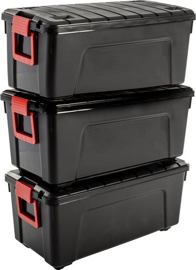 Iris Store-it-all Aufbewahrungsbox – 75 l – Kunststoff – Schwarz – 3er-Set