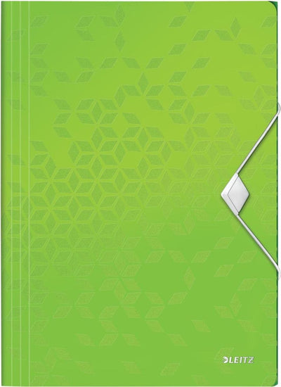 Leitz Wow Kunststoff-Elasto-Ordner für A4-Dokumente – 3-Klappen-Ordner für 150 Blatt – grün