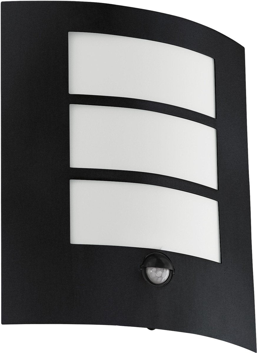 Eglo City Außenwandleuchte - Bewegungssensor - E27 - 26 cm - Schwarz und Weiß