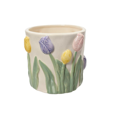 Decoris Blumentopf Tulpen Dolomit 10,8x10,6x10cm