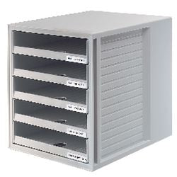 Kommode Han 1401-11 Kunststoff A4 27,5x32x33 grau 5 offene Schubladen