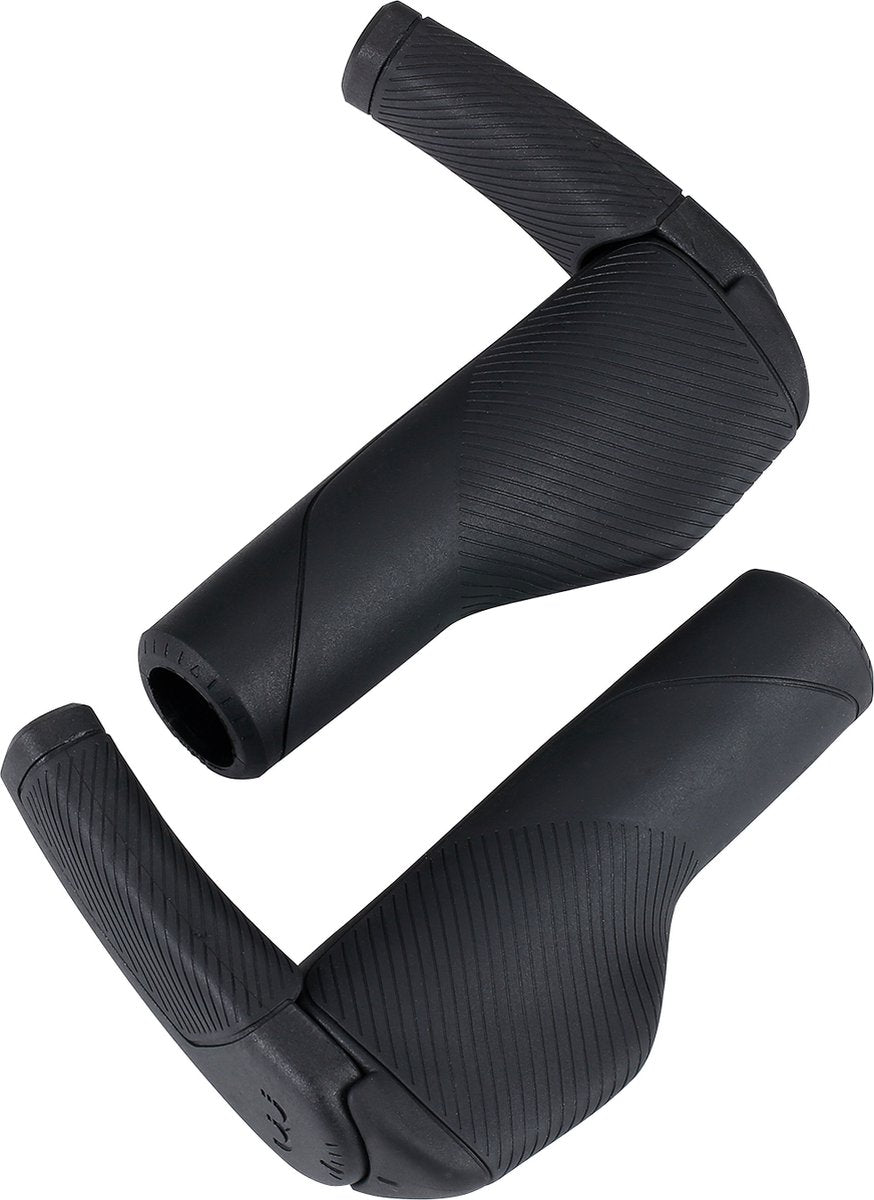 BBB Cycling KingComfort Set + Bar Ends 80 mm – ergonomische Fahrradgriffe – 135 mm – rutschfeste Fahrradgriffe – Bar Ends Griffe – Schwarz – BHG-125