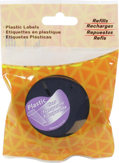Markenloser Dymo-Letratag – Kunststoffetiketten – transparent auf Schwarz – 12 mm x 4 m