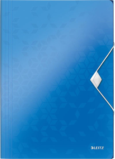 Leitz Wow Kunststoff-Elasto-Ordner für A4-Dokumente – 3-Klappen-Ordner für 150 Blatt – blau
