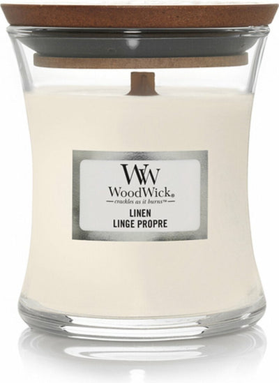Woodwick Duftkerze Minikerze – Leinen – 20 Brennstunden – 85 g – 8 cm ø 7 cm