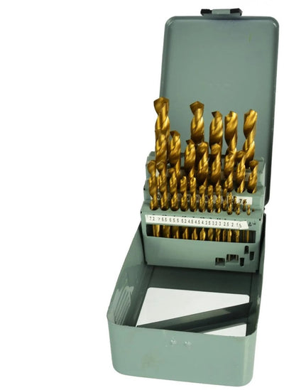 Geko 28-teiliges Metallbohrer-Set – Titanbeschichtung – HSS-Stahl – 1,5–13 mm – Metallbox