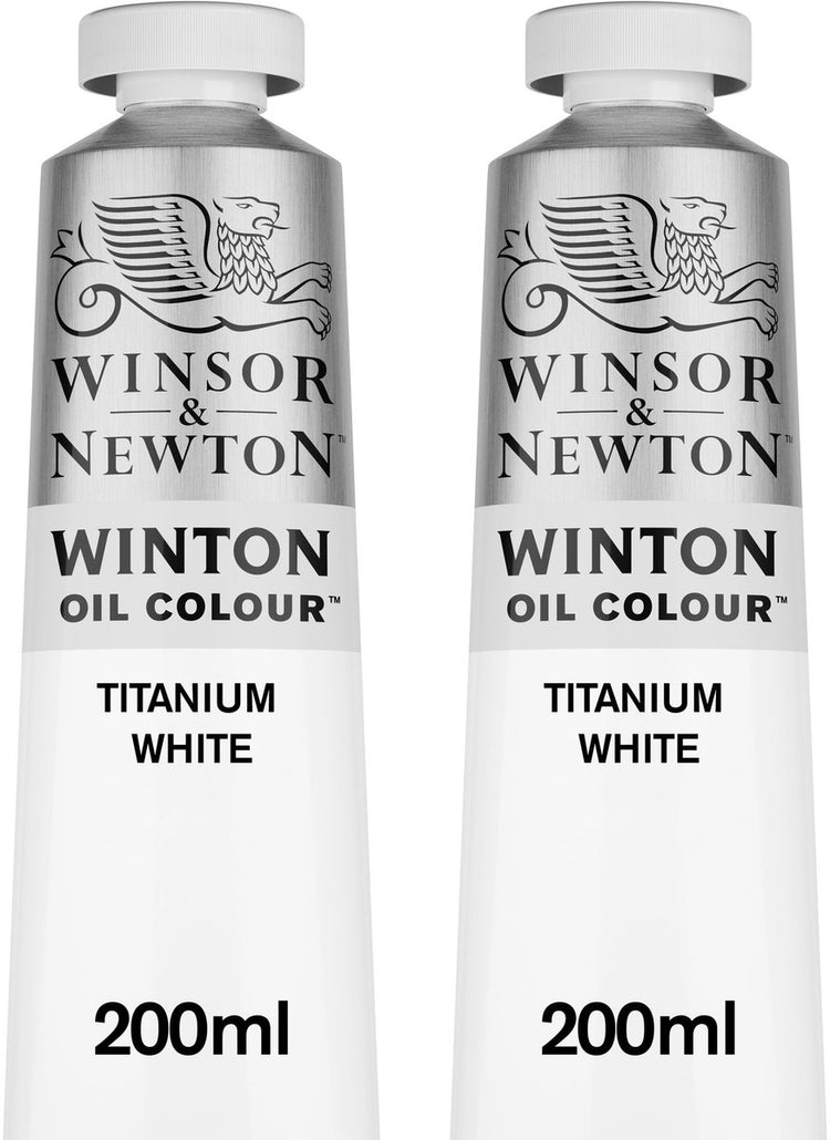 Winsor Newton Winton 1490699 Ölfarben-Set – Titanweiß – 2x 200 ml – hochdeckende Künstlerfarbe – für Malatelier