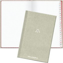 Gebundenes Notizbuch Bu-Ro-Klasse Leinen 14x22cm kariert 5x5mm Index a-z