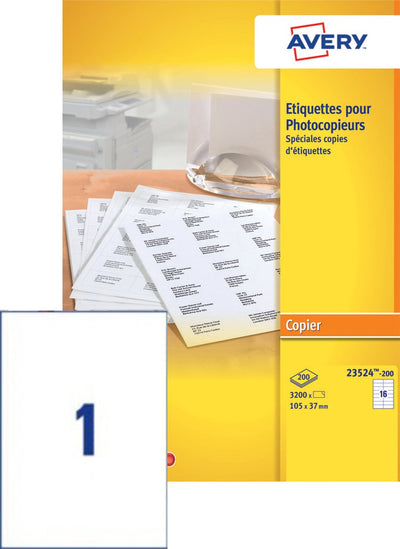 Avery Copy-Etiketten, 70 x 37 mm (B x H), weiße Box mit 4800 Etiketten