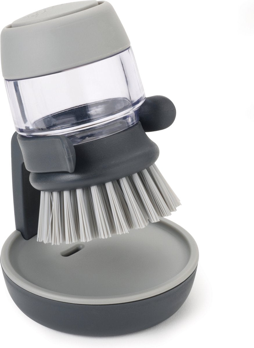 Joseph Joseph Palm Scrub Geschirrspülbürste mit Seifenbehälterhalter – Grau