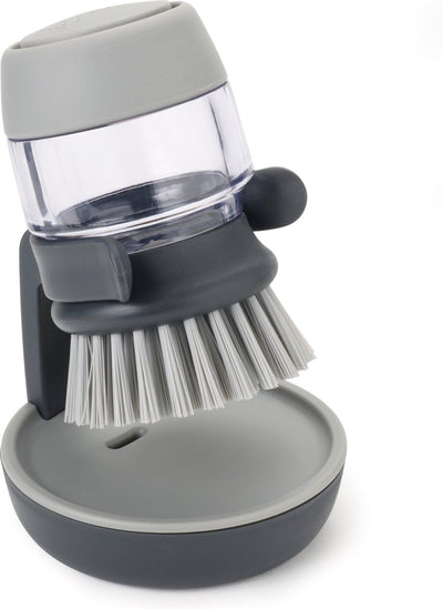 Joseph Joseph Palm Scrub Geschirrspülbürste mit Seifenbehälterhalter – Grau