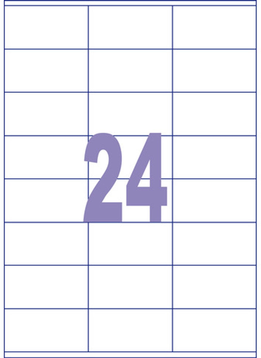 Kangaro-Etikett – Tintenstrahl-Laserkopie – 70 x 36 mm – 25 Blatt – 24 Aufkleber pro Blatt – k-7036-25