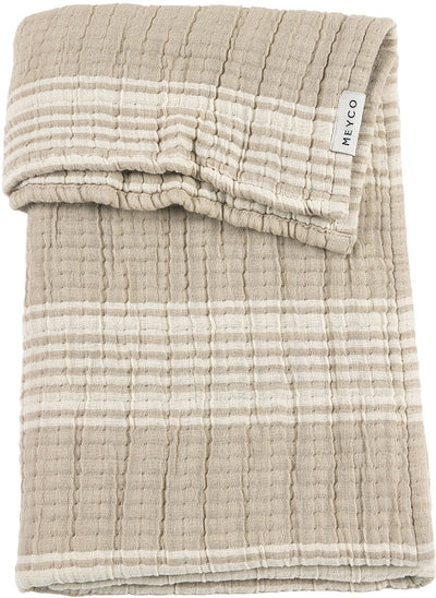 Meyco Baby-Streifen-Jacquard-Kinderbettdecke – vorgewaschen, hydrophil – Sand – 100 x 150 cm – 1,5 Tog