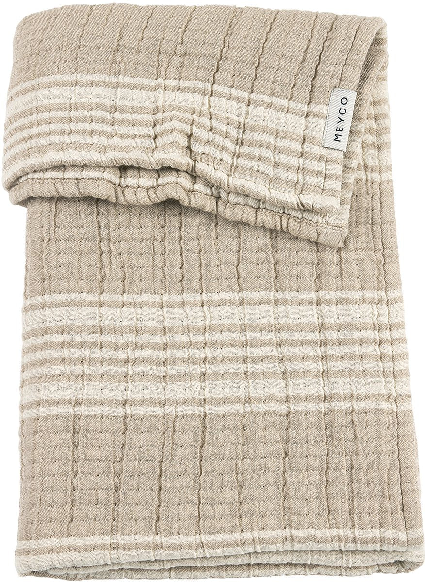 Meyco Baby-Streifen-Jacquard-Kinderbettdecke – vorgewaschen, hydrophil – Sand – 75 x 100 cm – 1,5 Tog