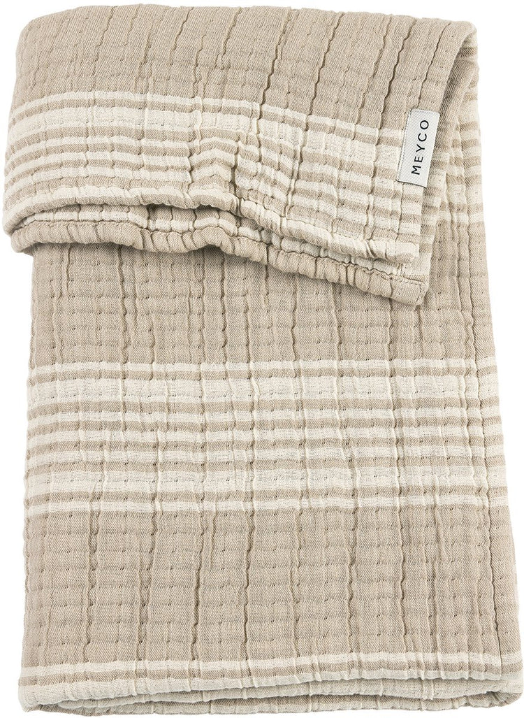Meyco Baby-Streifen-Jacquard-Kinderbettdecke – vorgewaschen, hydrophil – Sand – 75 x 100 cm – 1,5 Tog