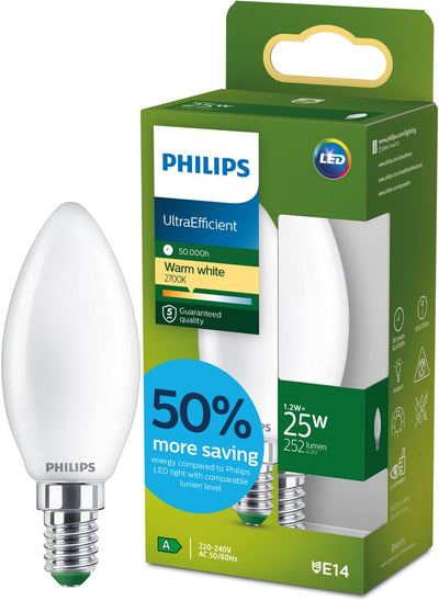 Philips LED-Energiesparlampe transparent – 40 W – E27 – warmweißes Licht – 2er-Pack – Energiekosten sparen