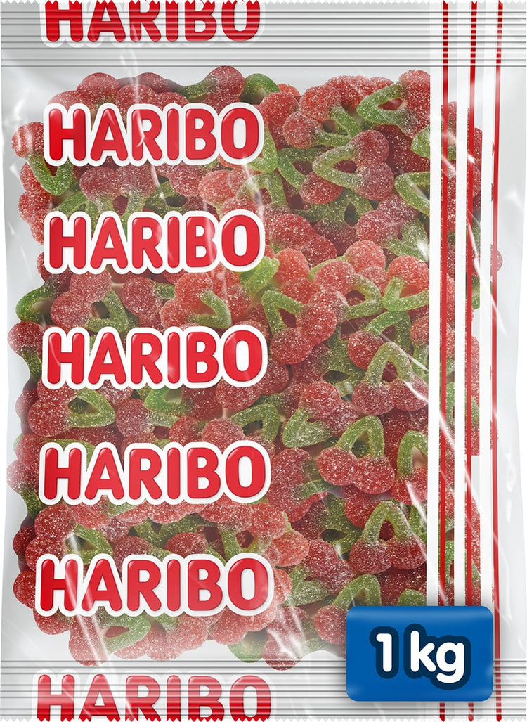 Haribo Happy Cherries f!zz – saurer Bonbon-Kirsch-Geschmack – 1-kg-Beutel