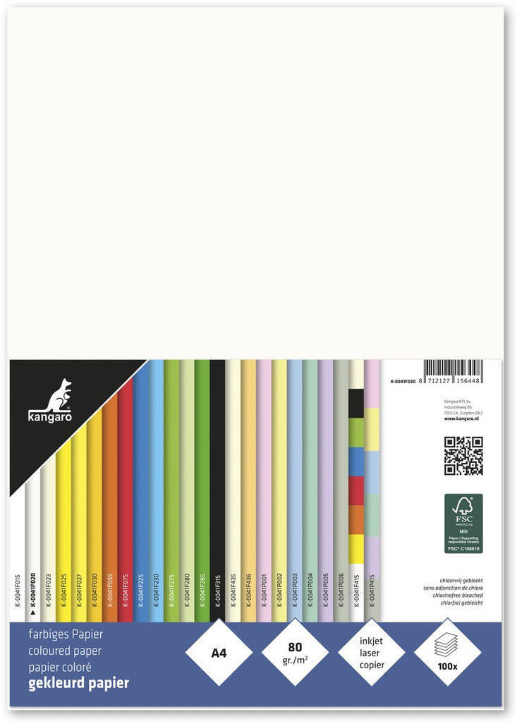 Sans-Marque-Kängurupapier ohne Marke – Größe A4 – 80 Gramm – cremeweiß – Packung mit 100 Blatt – k-0041f020