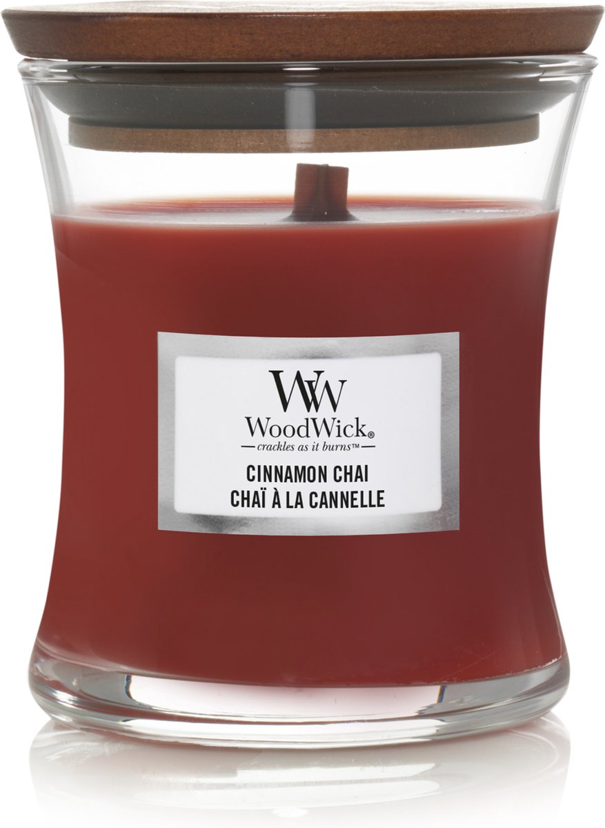 Woodwick Duftkerze Minikerze – Zimt-Chai – 20 Brennstunden – 85 g – 8 cm ø 7 cm