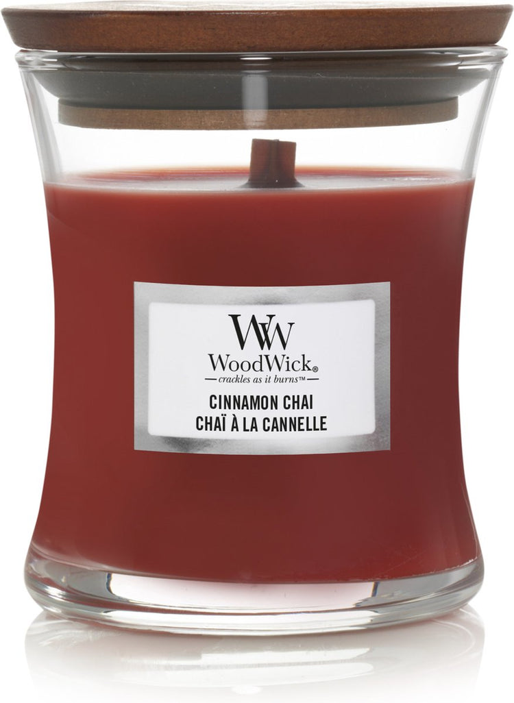 Woodwick Duftkerze Minikerze – Zimt-Chai – 20 Brennstunden – 85 g – 8 cm ø 7 cm