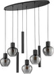 Brilliant Ligari – Hängelampe – 8-flammig – oval 126 cm – E27 max. 5 x 20 W, Gu10 max. 3 x 10 W – schwarzer Rauch